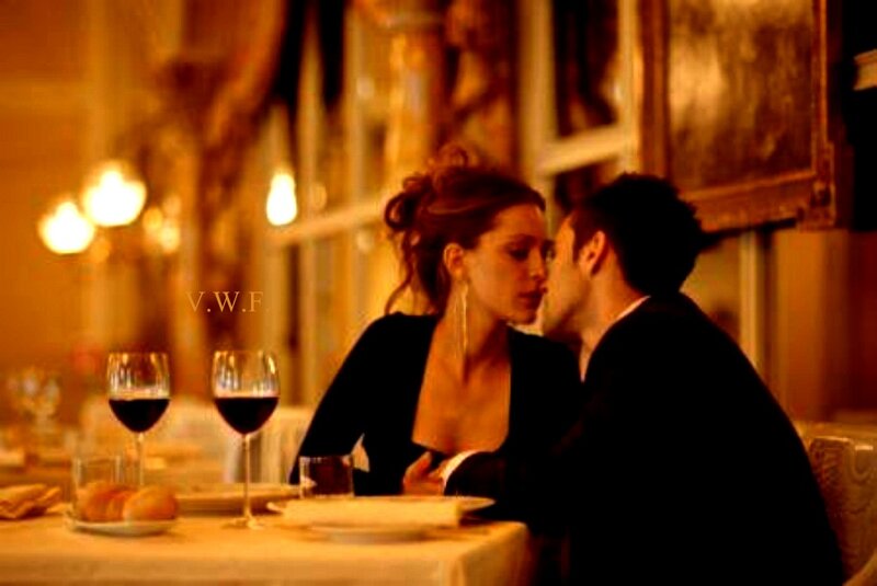 Couple at Dinner Table — Yellow