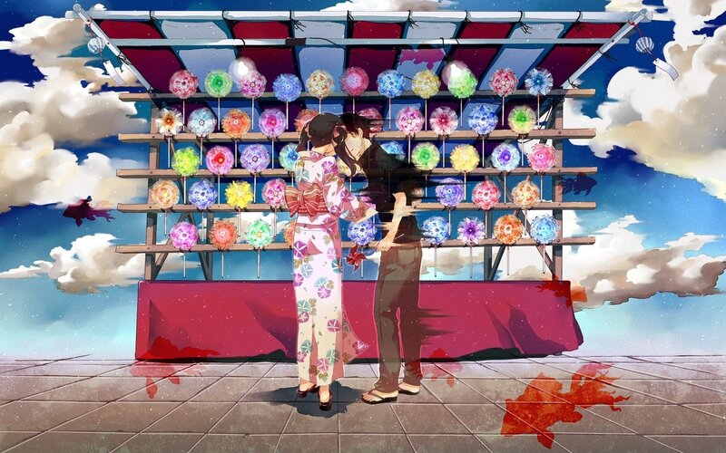 Couple at Festival Stall — Blue