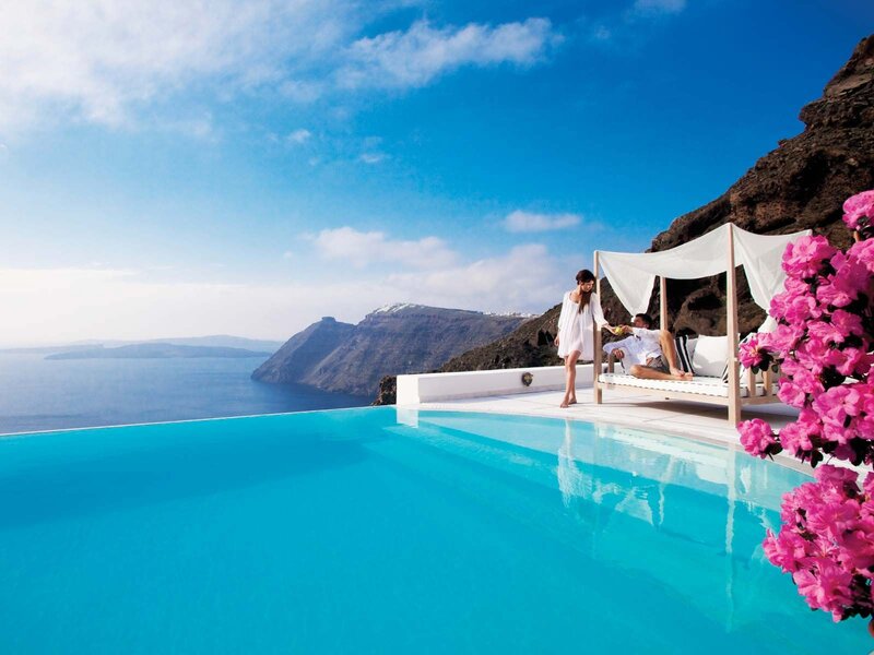 Couple at Infinity Pool — Blue, Serene