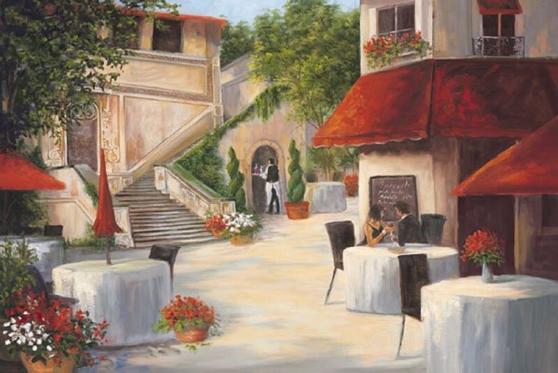 Couple at Outdoor Cafe — Red, Serene