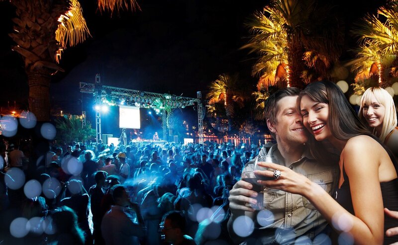 Couple at outdoor night party