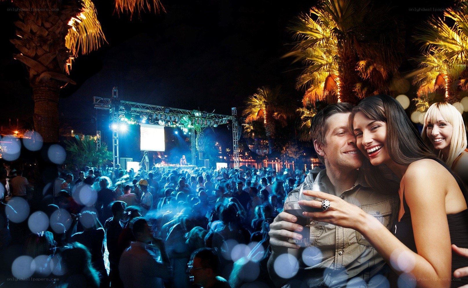 Couple at outdoor night party