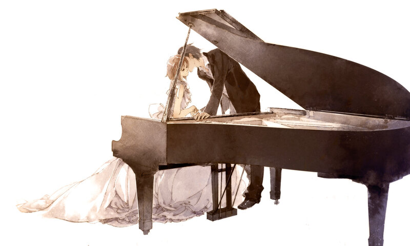 Couple at Piano — Brown