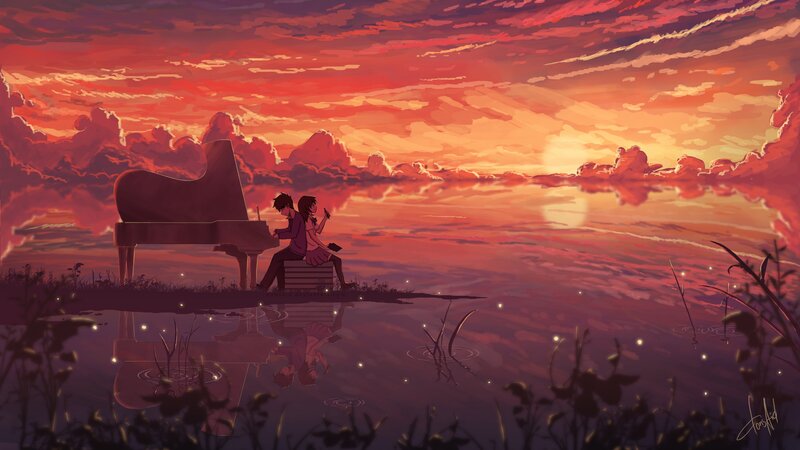 Couple at Piano by Water