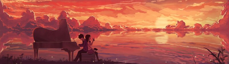 Couple at Piano — Red