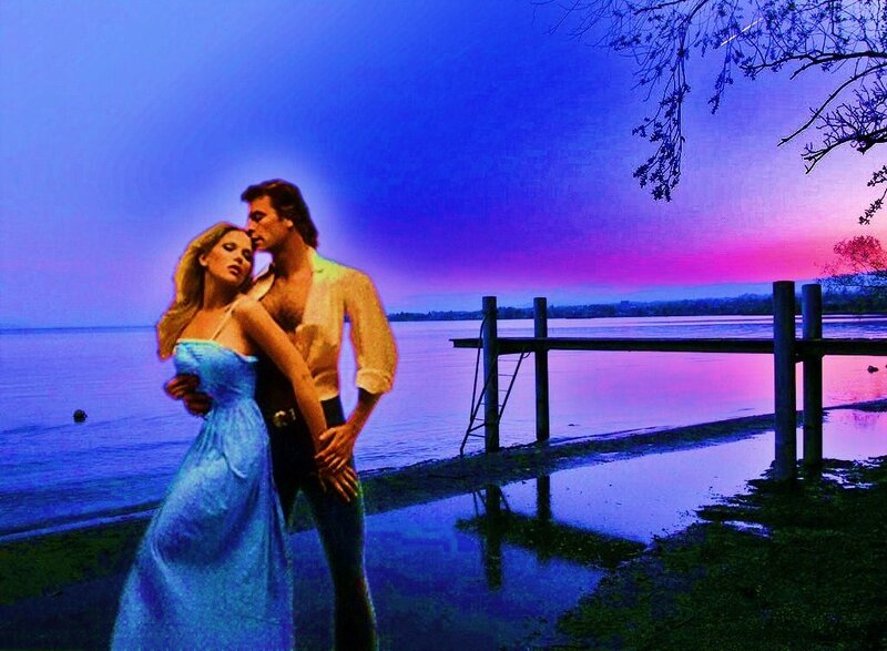 Couple at sunset by the water