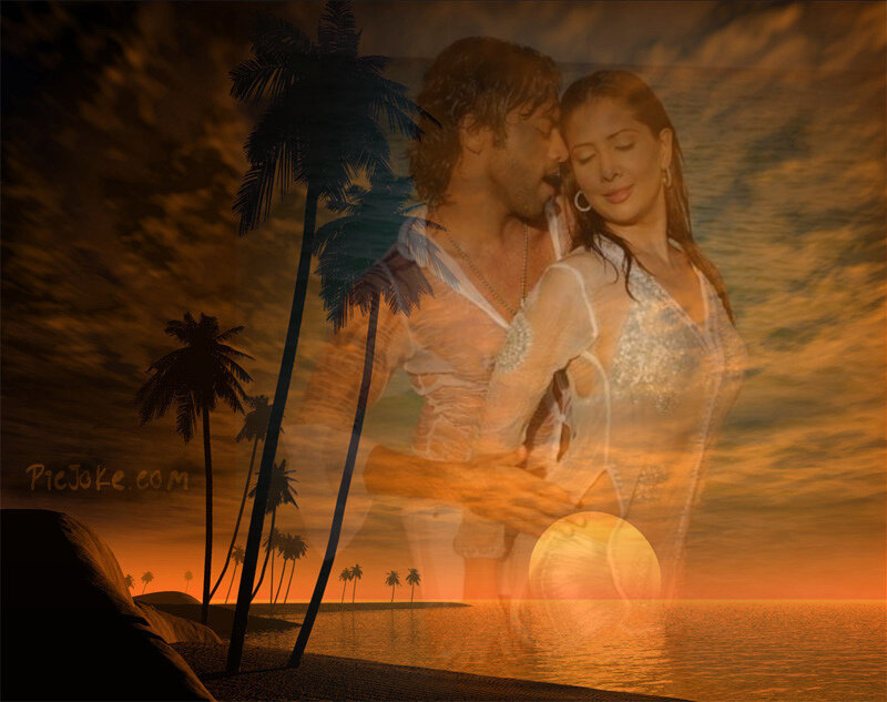 Couple at sunset on beach