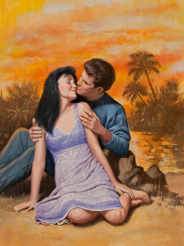 Couple at sunset on beach