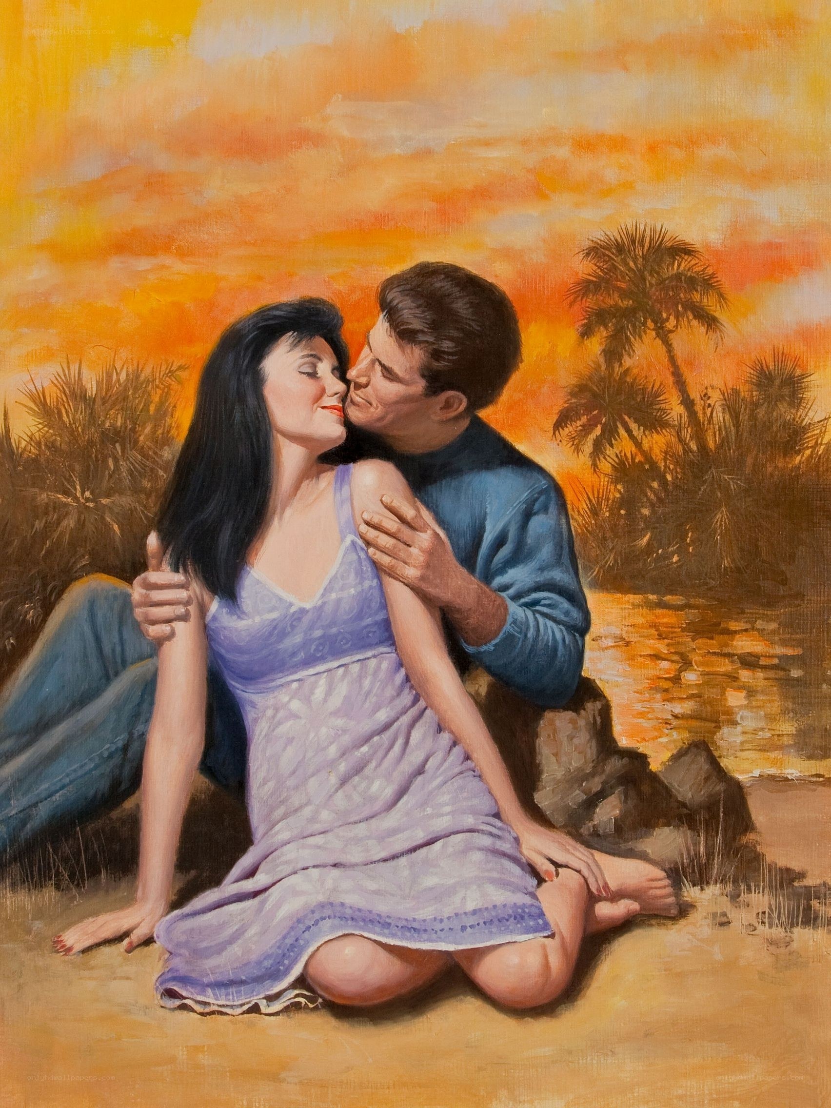 Couple at sunset on beach