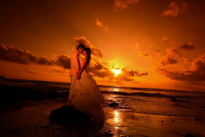 Couple at sunset on the beach