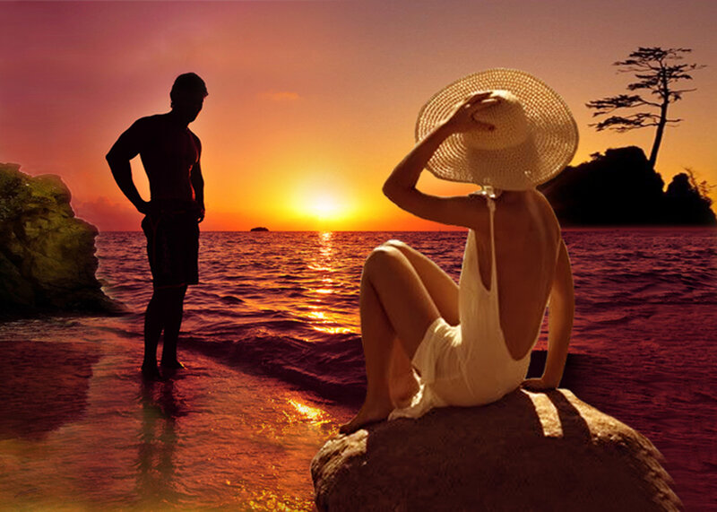 Couple at Sunset — Orange