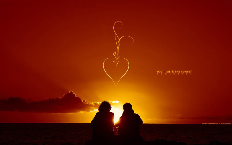 Couple at Sunset — Red, Romantic
