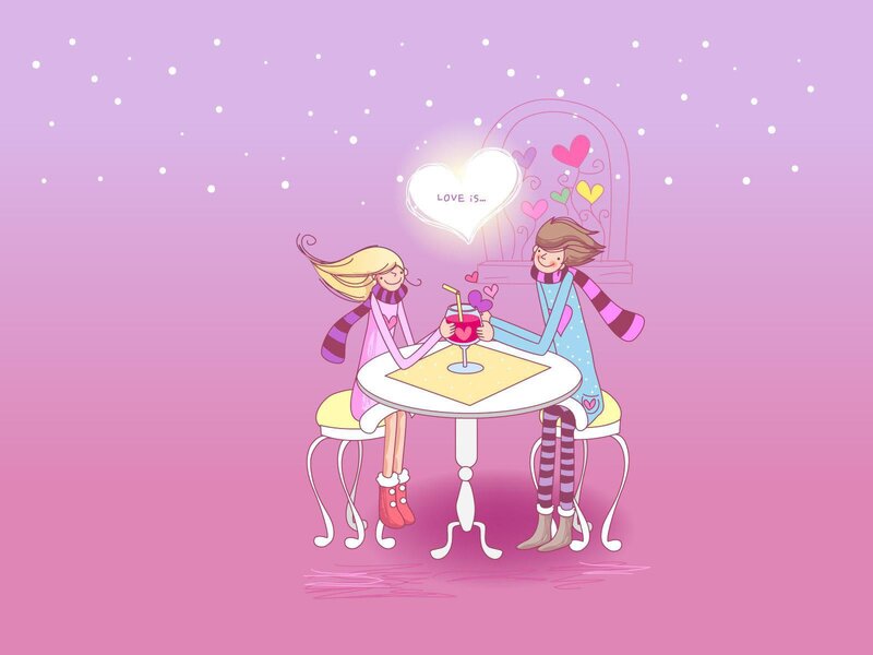 Couple at Table — Pink