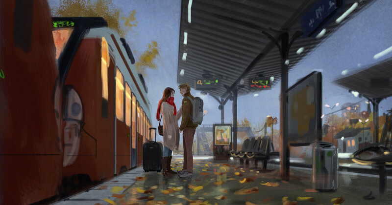 Couple at Train Station