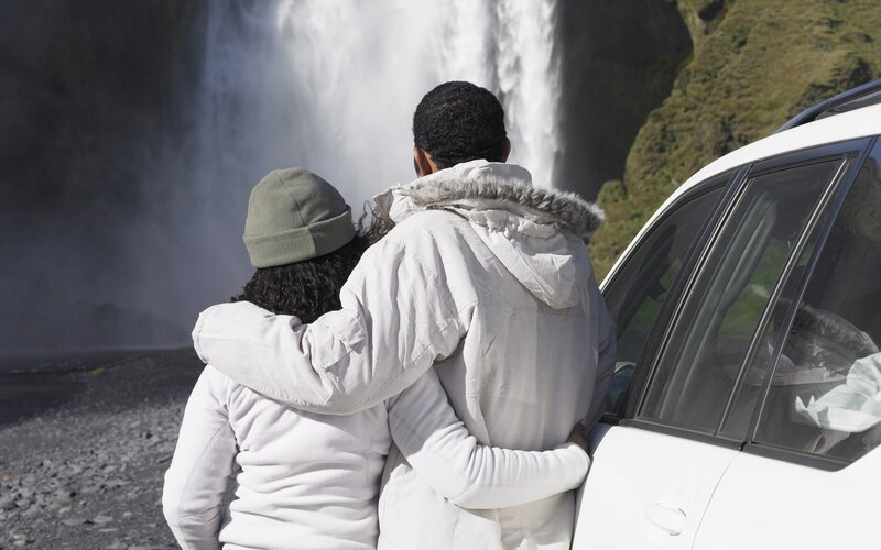 Couple at waterfall view