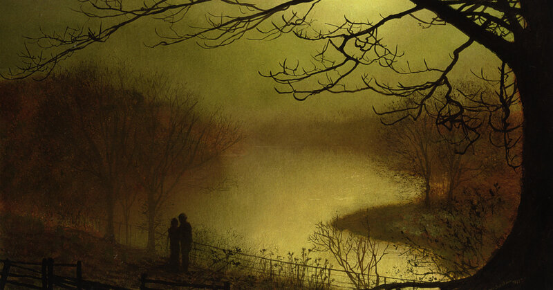 Couple by a misty lake