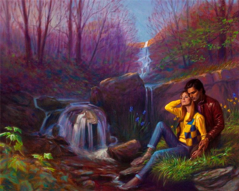 Couple by Waterfall