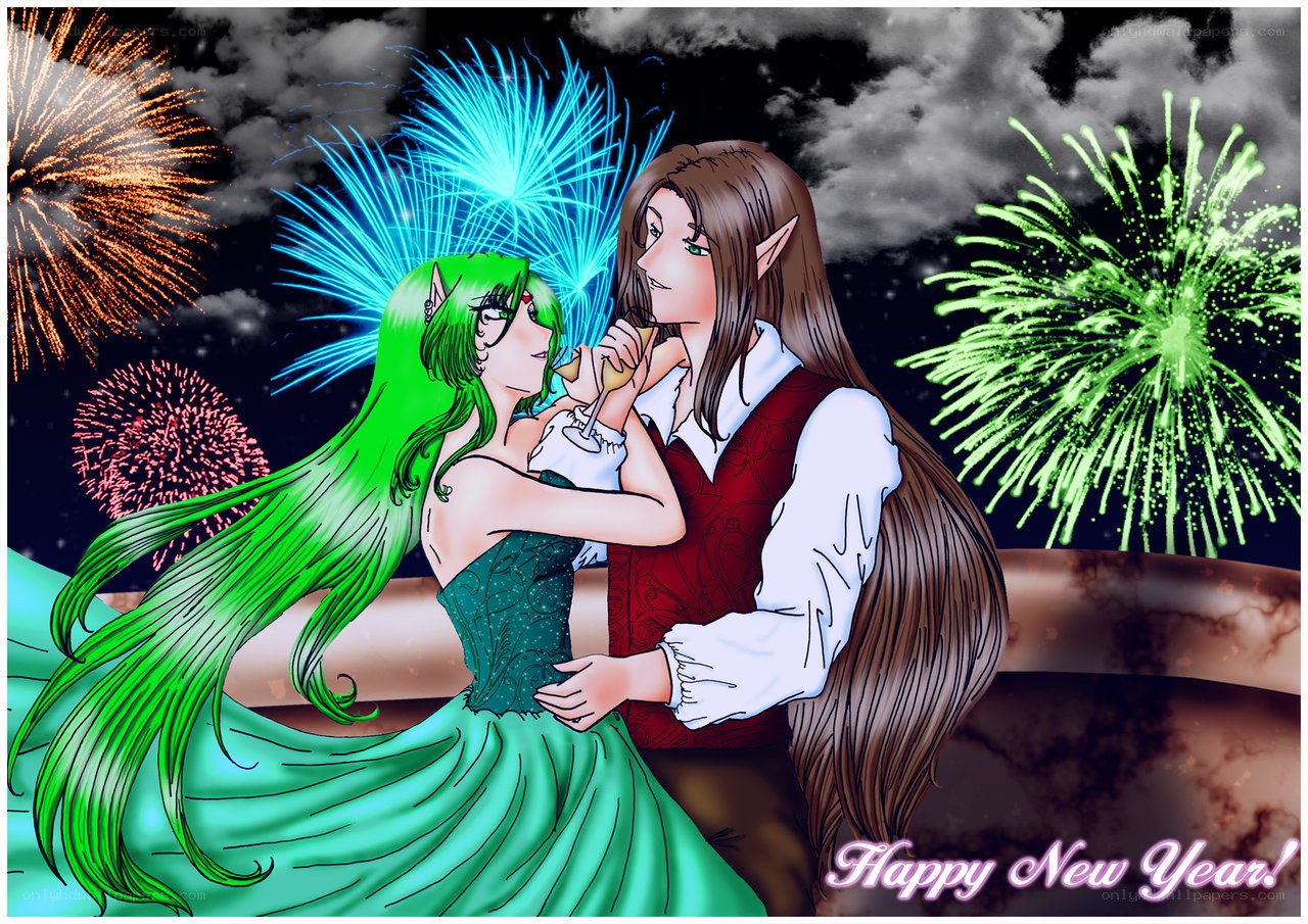 Couple celebrating New Year