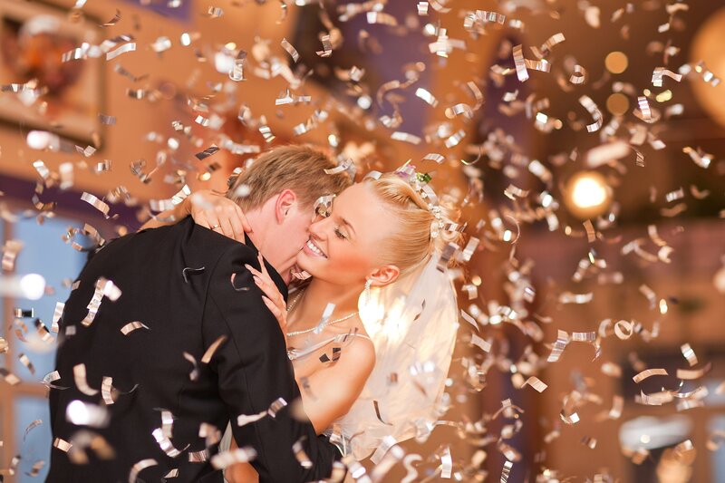 Couple celebrating wedding
