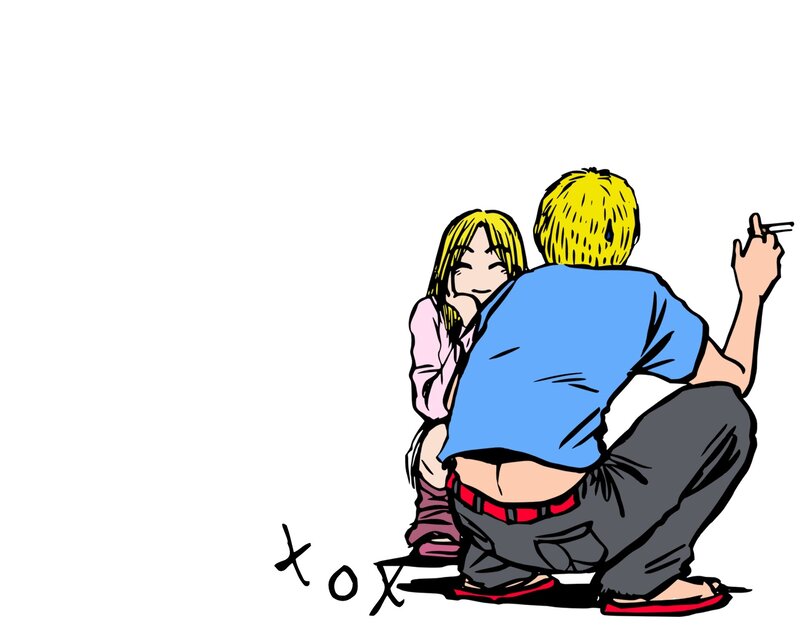 Couple Crouching Together