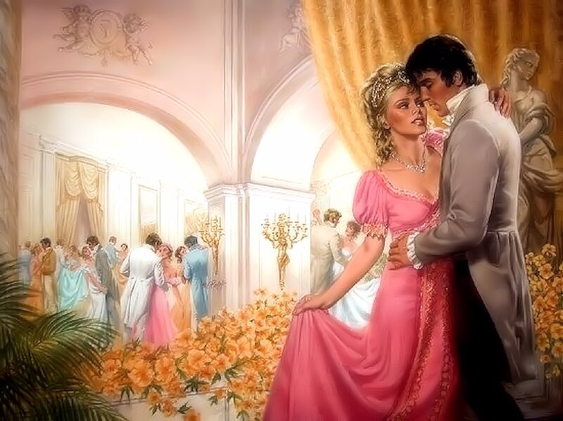 Couple Dancing at Ball — Pink