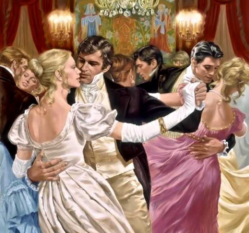 Couple Dancing at Ball — White
