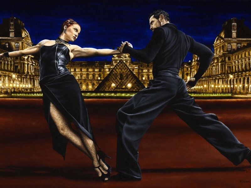 Couple Dancing at Night — Black, Dramatic