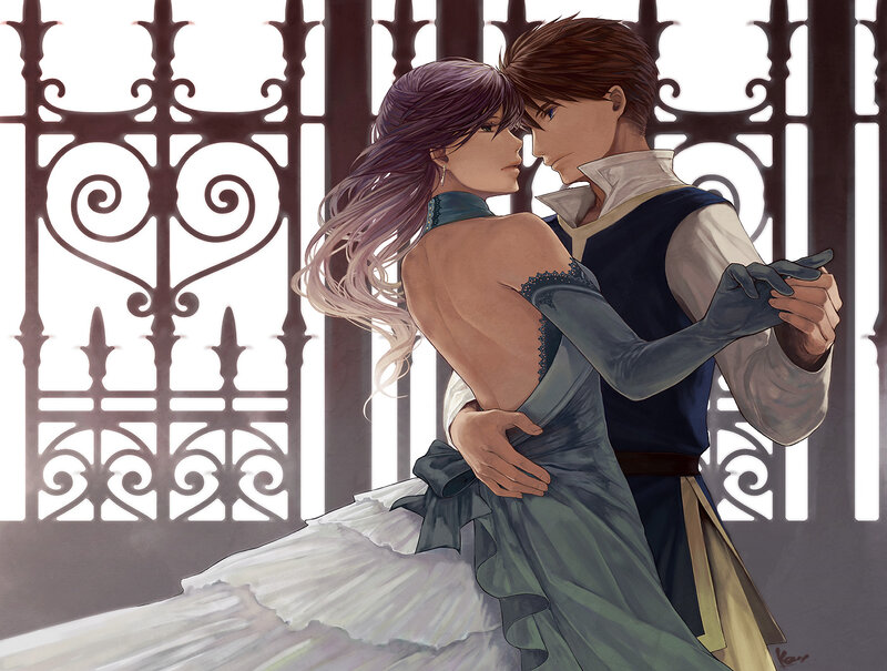 Couple Dancing at Night — Purple, Romantic