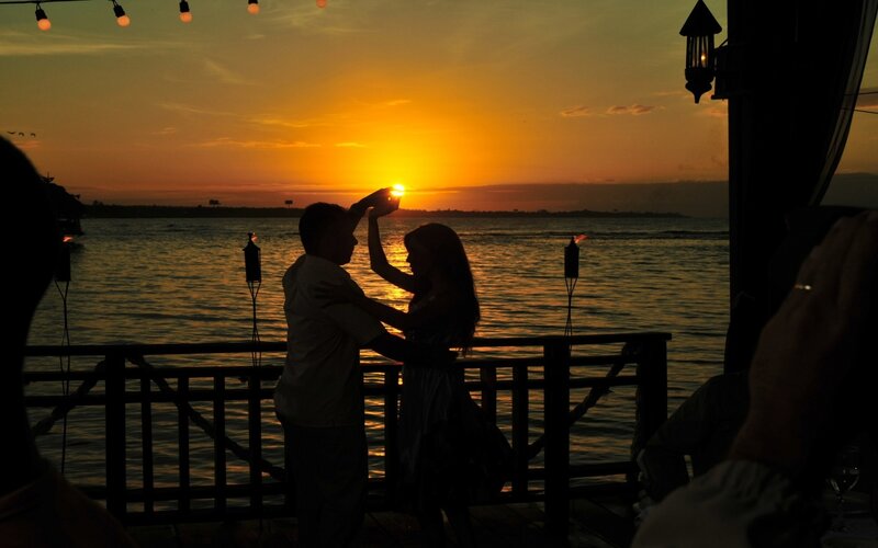 Couple Dancing at Sunset — Orange