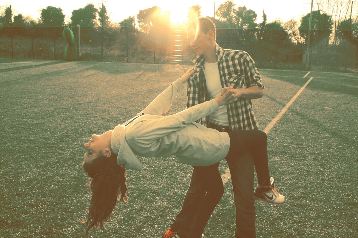 Couple dancing at sunset