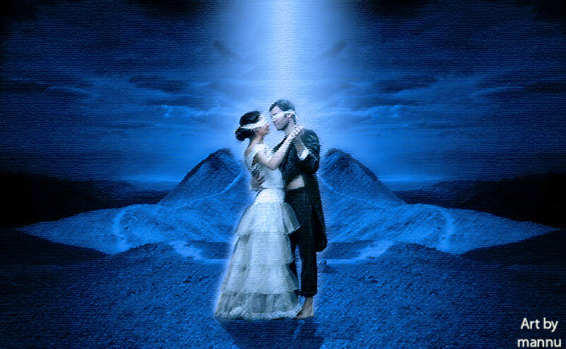 Couple Dancing Blindfolded