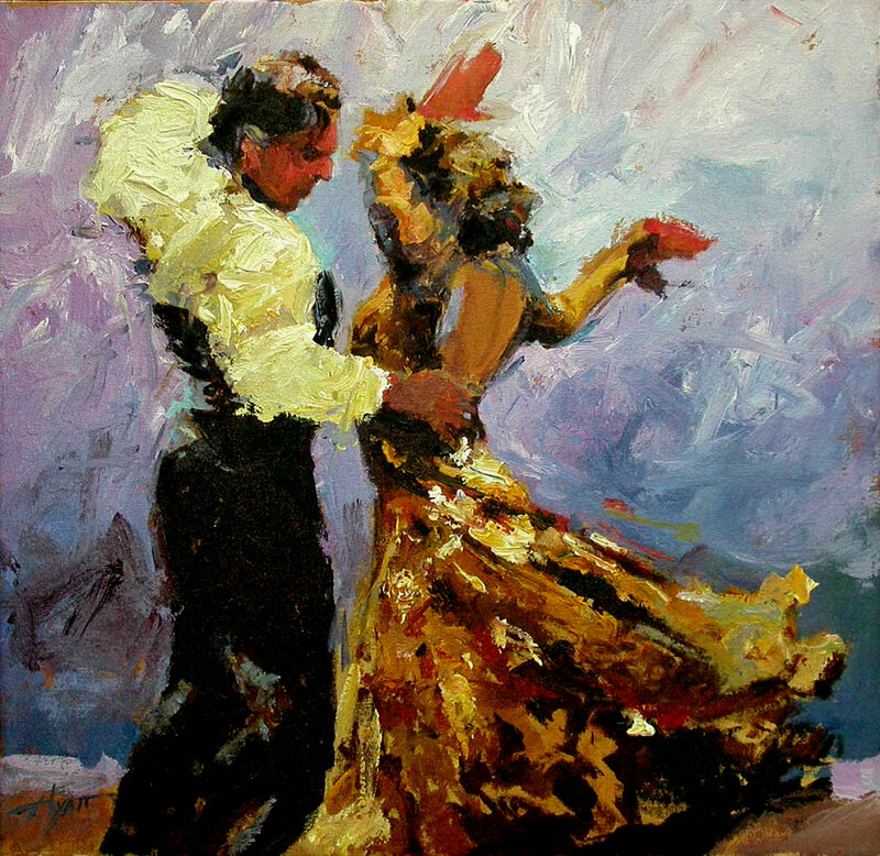 Couple Dancing Flamenco — Yellow