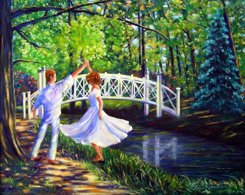 Couple dancing in a park