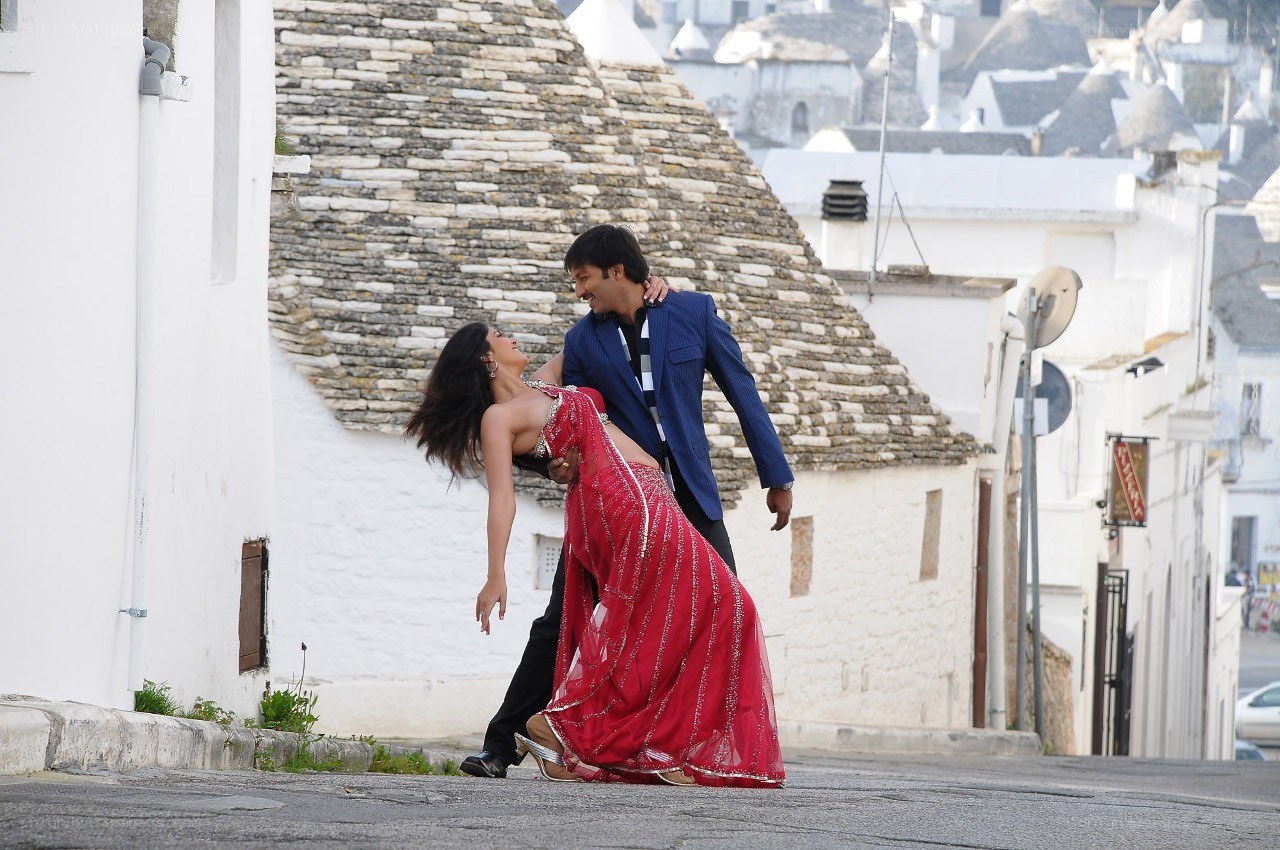 Couple dancing in a village