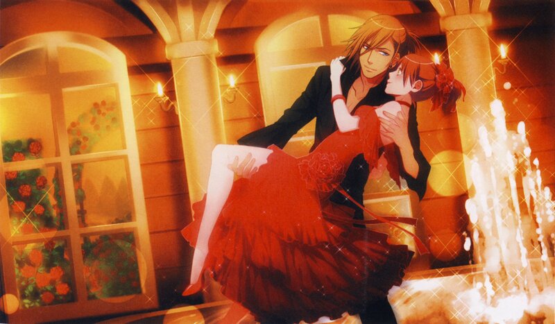 Couple Dancing in Ballroom — Red