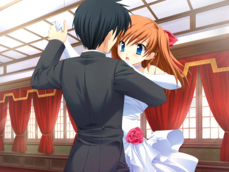 Couple Dancing in Ballroom — White