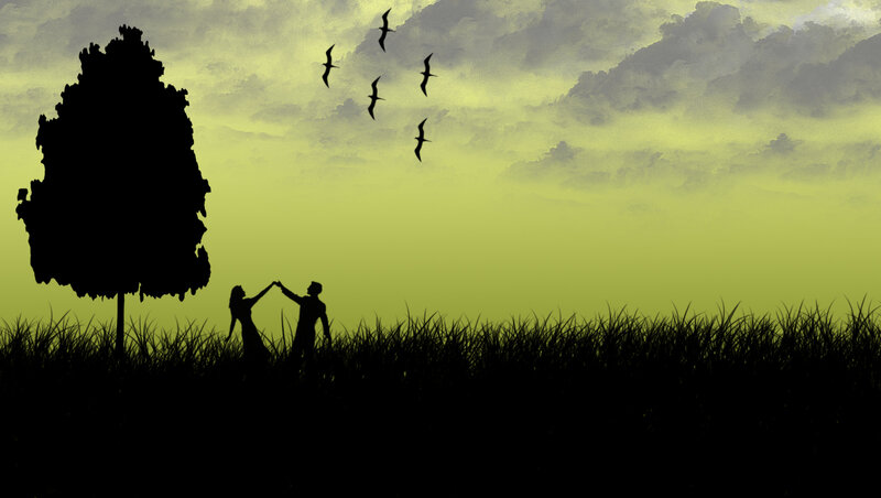 Couple Dancing in Field — Yellow