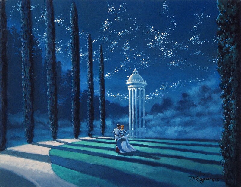 Couple Dancing in Garden — Blue