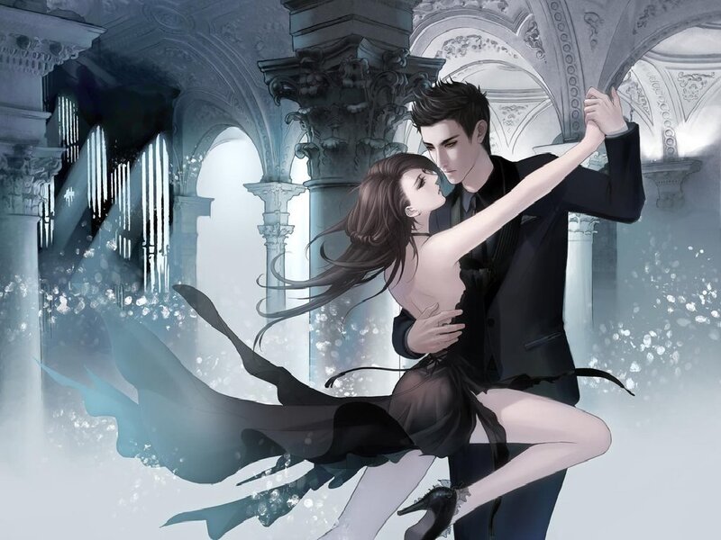 Couple Dancing in Hall — Black