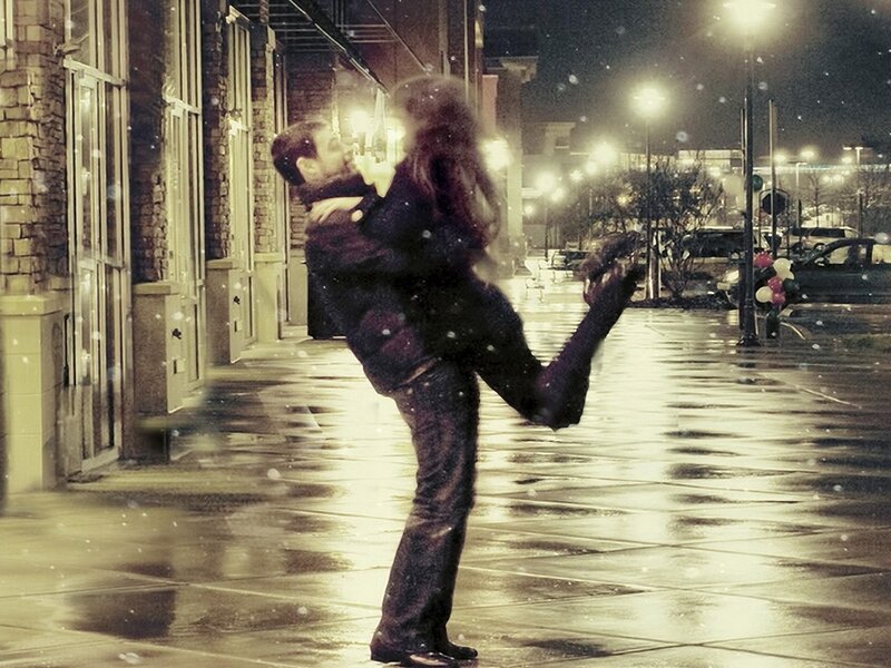 Couple Dancing in Snow — Black, Romantic