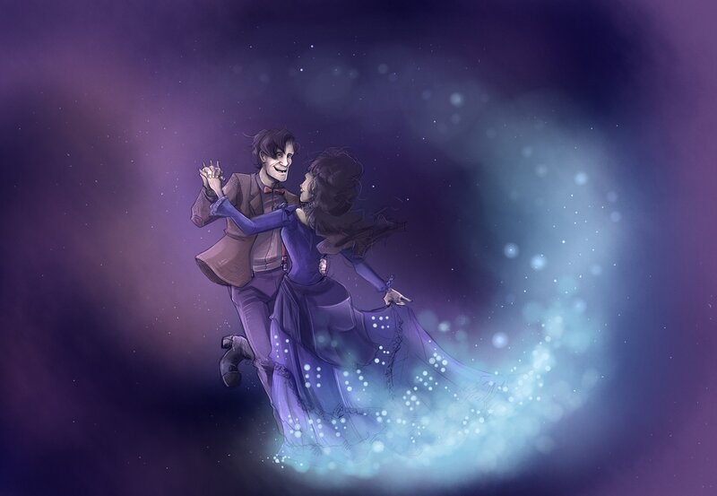 Couple Dancing in Space — Purple