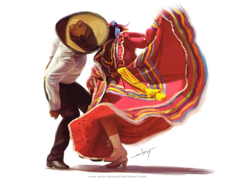 Couple Dancing in Traditional Attire