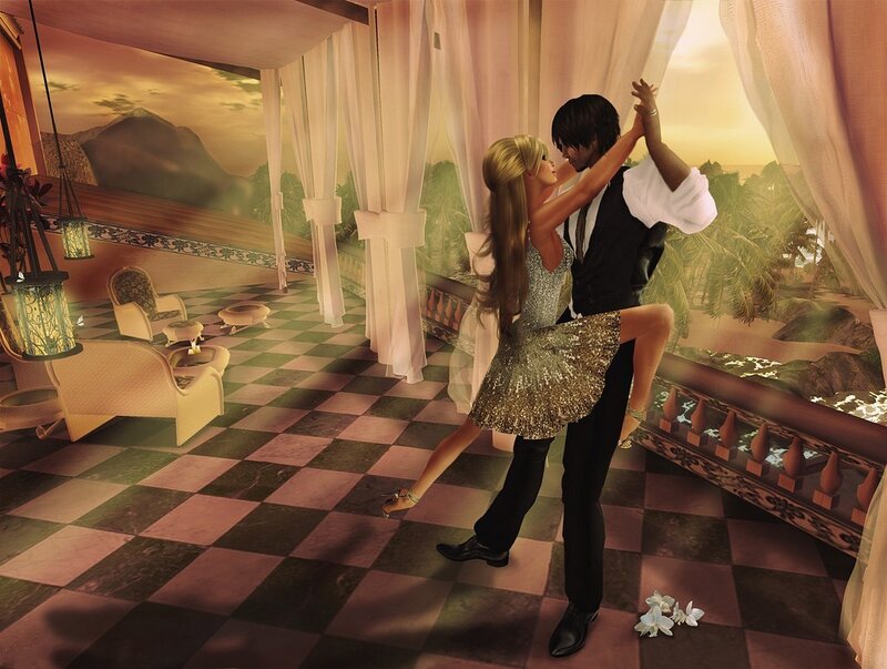 Couple Dancing on Balcony