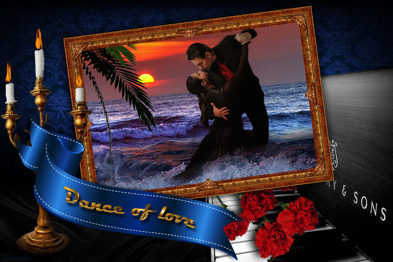 Couple Dancing on Beach — Blue