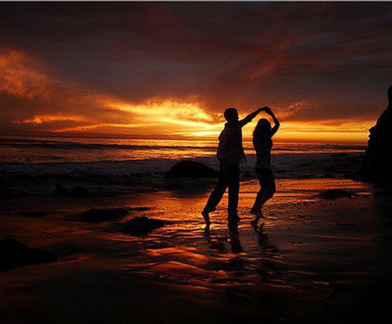Couple Dancing on Beach — Orange, Dramatic, Sunset