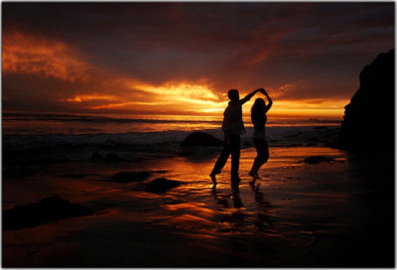 Couple Dancing on Beach — Orange, Dramatic