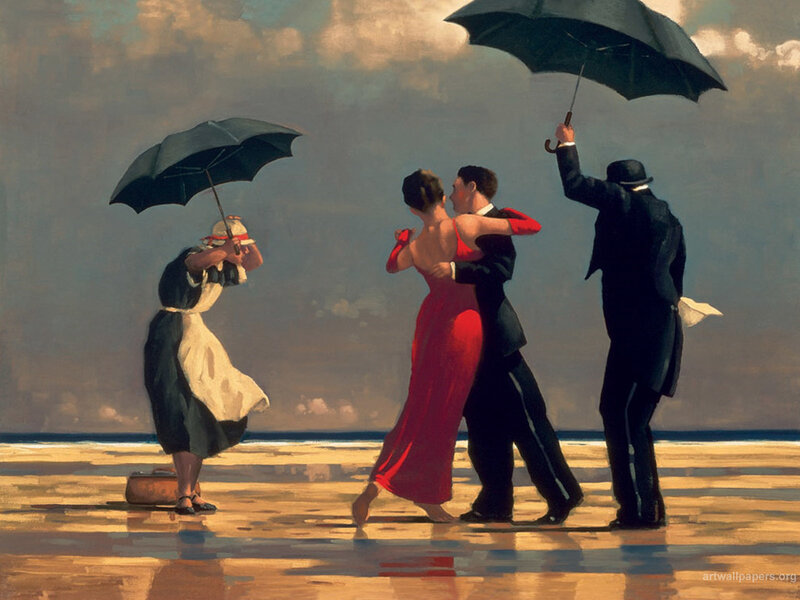 Couple Dancing on Beach — Red