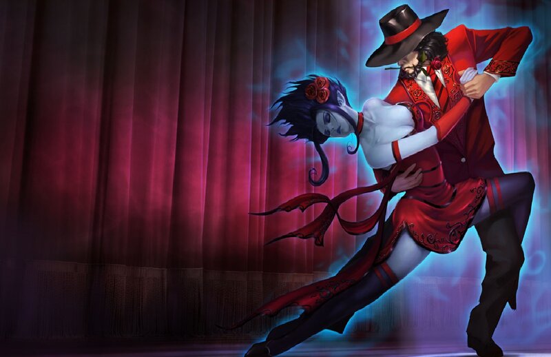 Couple Dancing on Stage — Red, Dramatic, Digital Art