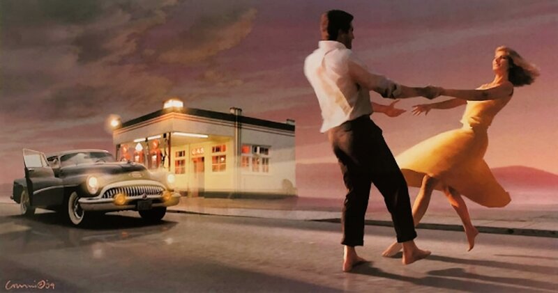 Couple Dancing on Street — Yellow