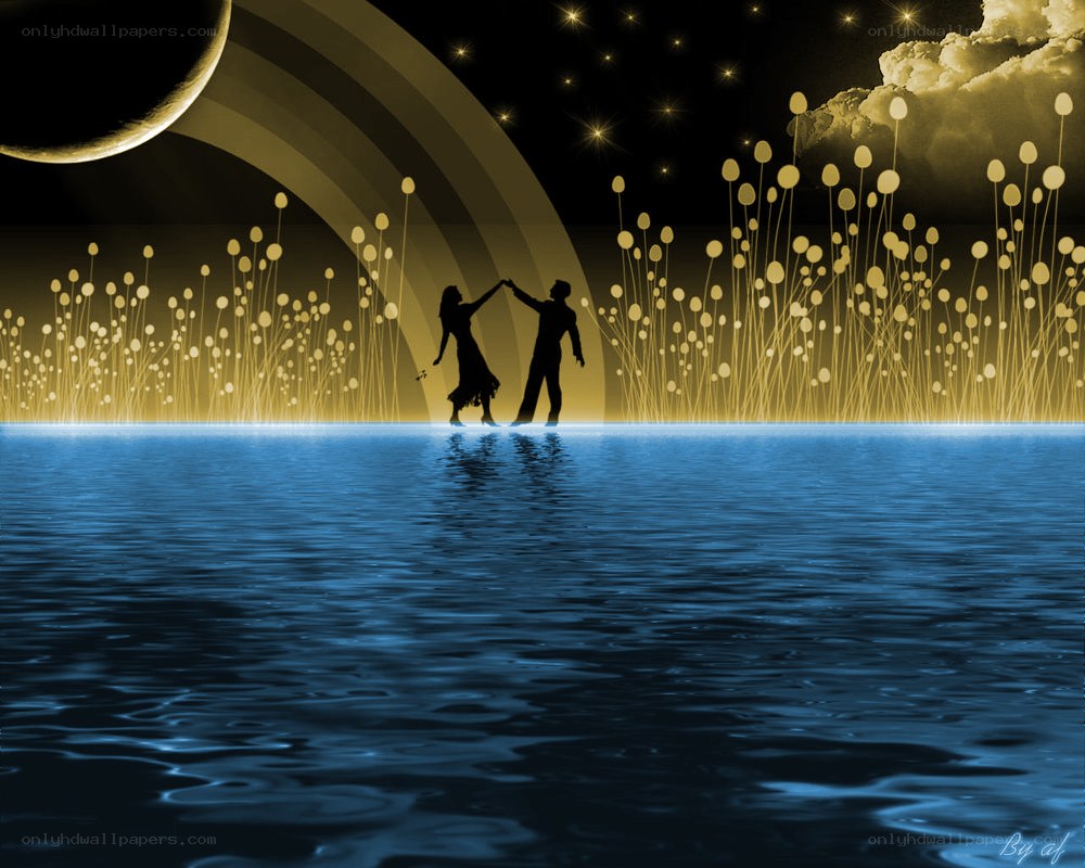 Couple dancing on water